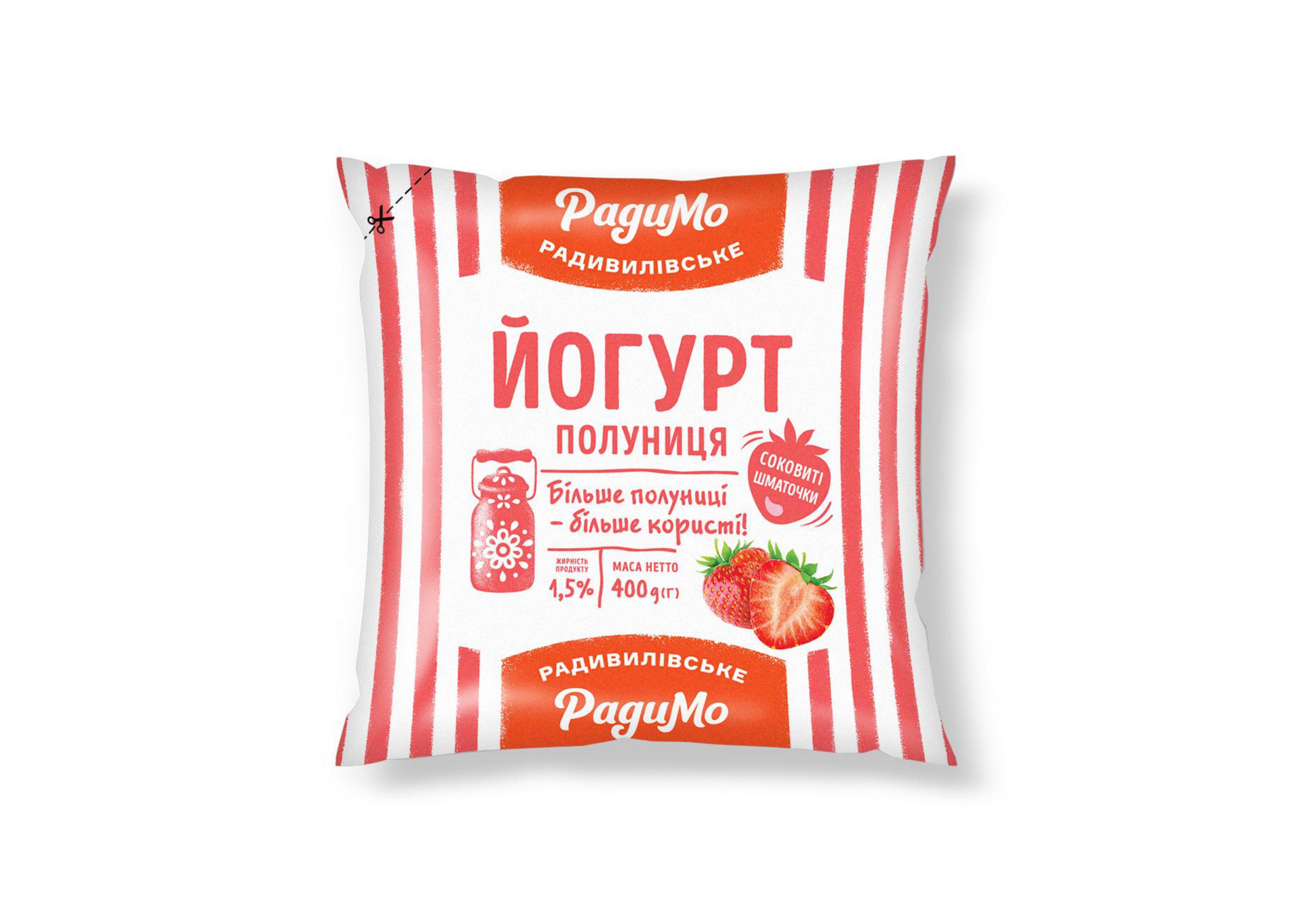 Йогурт "Полуниця" п/е, 1,5% жиру, 400г /РадиМо/